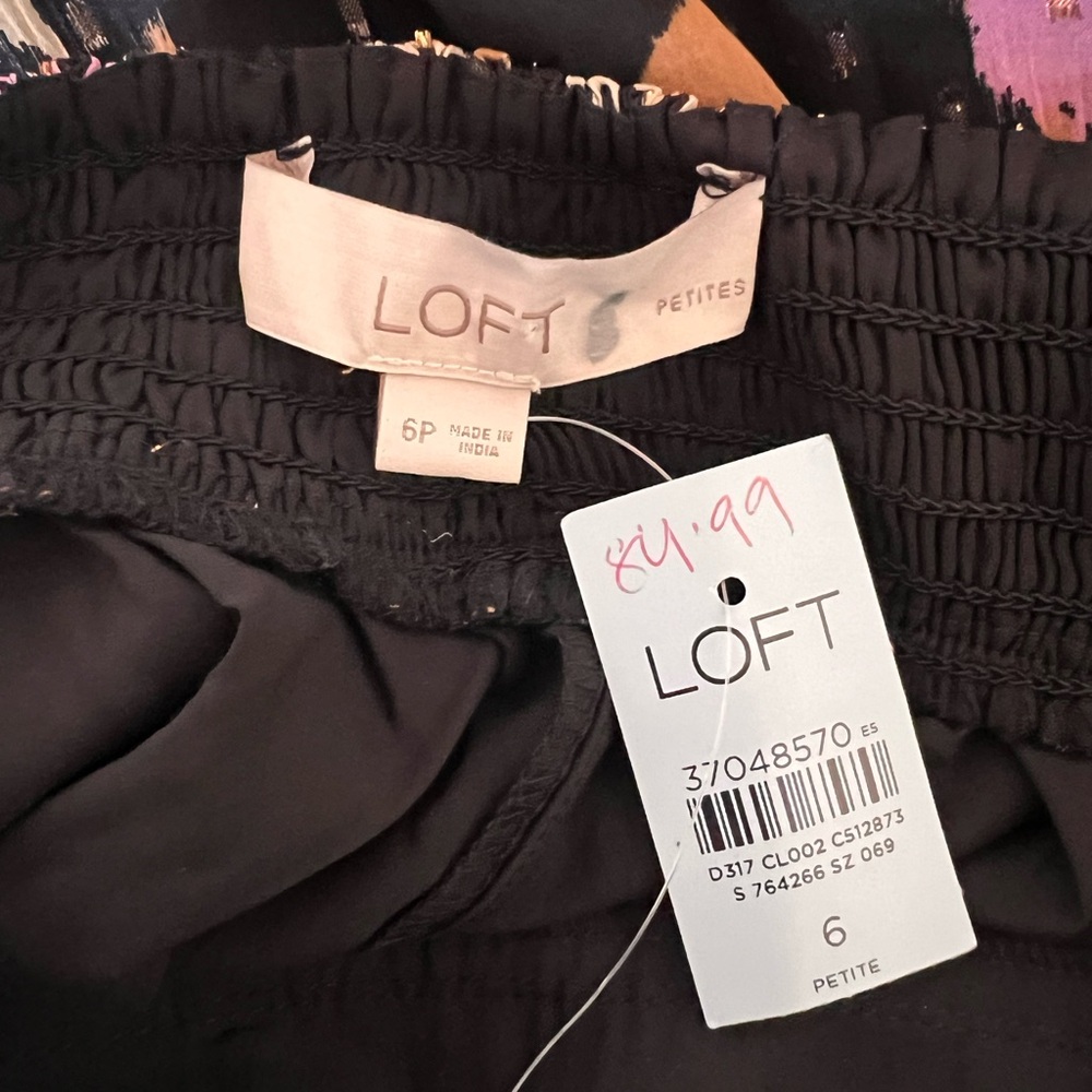 LOFT NWT Metallic Clip Gardenia Cutout High Slit Floral Maxi Dress Size SP - Picture 15 of 15